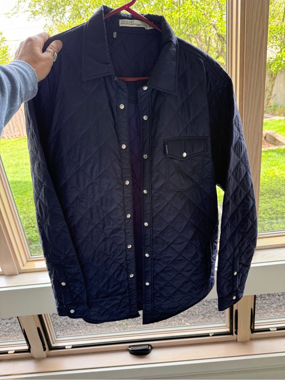Criquet Quilted Shacket in Navy Blue- worn ONCE - Picture 2 of 7